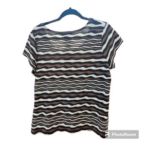 Liz Claiborne Women's Brown Striped Top Size 1X.